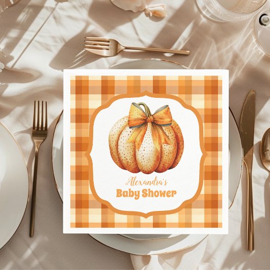Eine kleine Pumpkin Herbst Babydusche Serviette