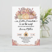 Eine kleine Pumpkin Herbst Herbst Blume Kinderdusc Einladung (Stehend Vorderseite)