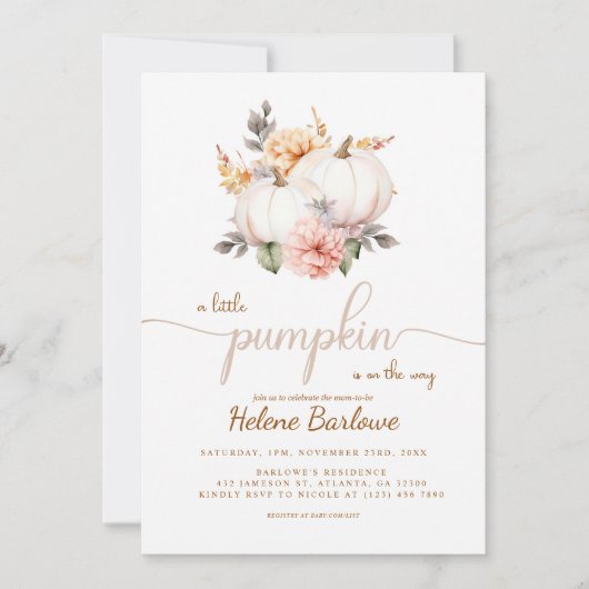 Eine kleine Pumpkin Herbst Herbstdusche Einladung (Vorderseite)