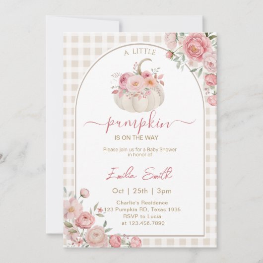 Eine kleine Pumpkin Herbst Herbstdusche Einladung (Vorderseite)