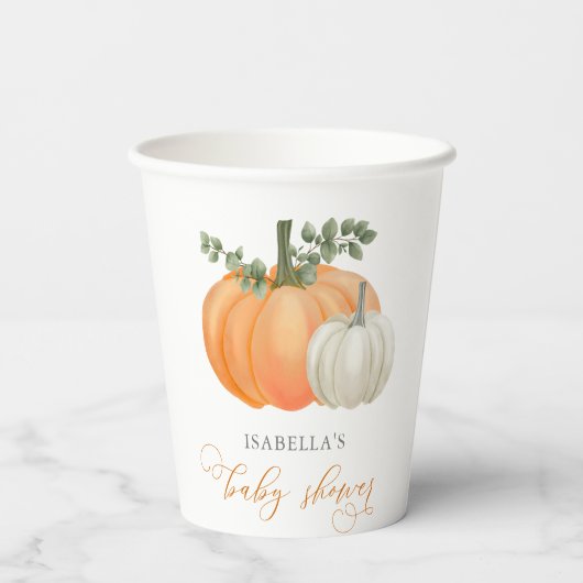 Eine kleine Pumpkin Herbst Herbstdusche Pappbecher (Rückseite)