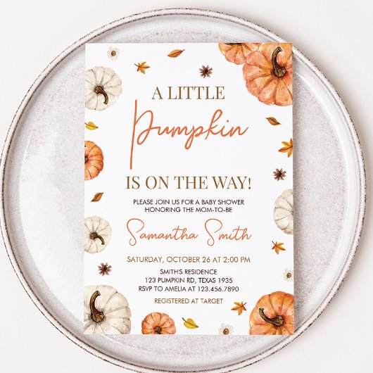 Eine kleine Pumpkin-Kinderdusche Einladung