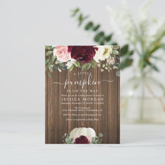 Eine kleine Pumpkin-Kinderdusche Einladung Postkarte (Stehend Vorderseite)