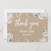 Eine kleine Pumpkin Kraft Fall Baby Dusche Einladu Dankeskarte (Vorderseite)