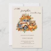 Eine kleine Pumpkin Niedliche Fall Baby Dusche Einladung (Vorderseite)