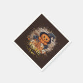 Eine kleine Pumpkin Niedliche Kawaii Glitzer Kinde Serviette (Ecke)