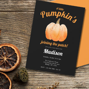 Eine kleine Pumpkin Orange Black Baby Dusche Einladung