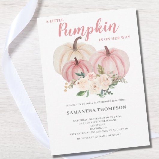 Eine kleine Pumpkin Pink Baby Dusche Einladung