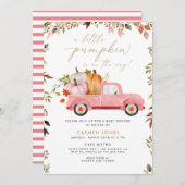 Eine kleine Pumpkin Pink Truck Fall Baby Dusche Einladung (Vorne/Hinten)
