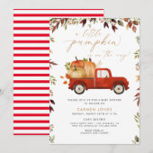 Eine kleine Pumpkin Red Truck Fall Baby Dusche Einladung (Vorne/Hinten)