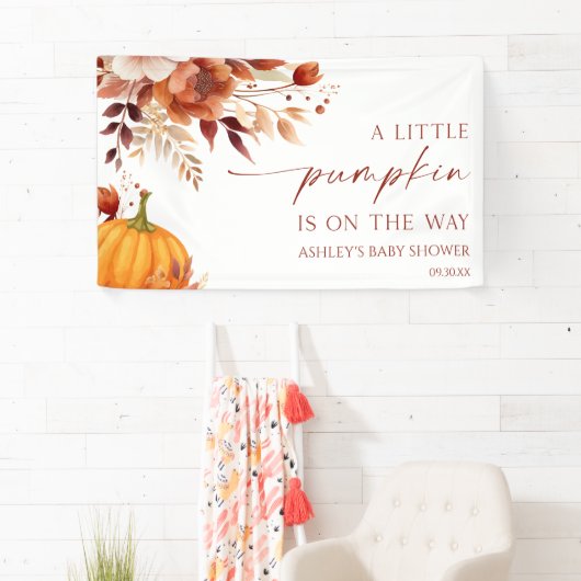 Eine kleine Pumpkin Rusty Burgundy Floral Baby Dus Banner (Insitu)