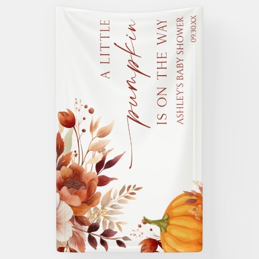 Eine kleine Pumpkin Rusty Burgundy Floral Baby Dus Banner (Vertikal)