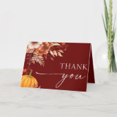 Eine kleine Pumpkin Rusty Burgundy Floral Baby Dus Dankeskarte (Vorderseite)