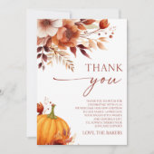 Eine kleine Pumpkin Rusty Burgundy Floral Baby Dus Dankeskarte (Vorderseite)