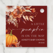 Eine kleine Pumpkin Rusty Burgundy Floral Baby Dus Geschenkanhänger (Rückseite)