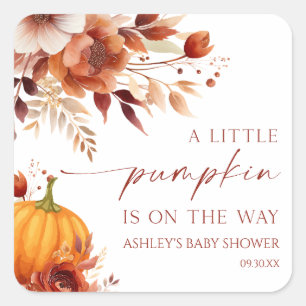 Eine kleine Pumpkin Rusty Burgundy Floral Baby Dus Quadratischer Aufkleber