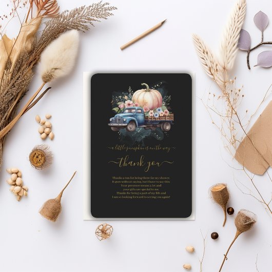 Eine kleine Pumpkin Wasserfarbe Truck Baby Dusche Dankeskarte