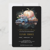 Eine kleine Pumpkin Wasserfarbe Truck Baby Dusche Einladung (Vorderseite)