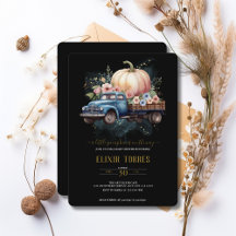 Eine kleine Pumpkin Wasserfarbe Truck Baby Dusche