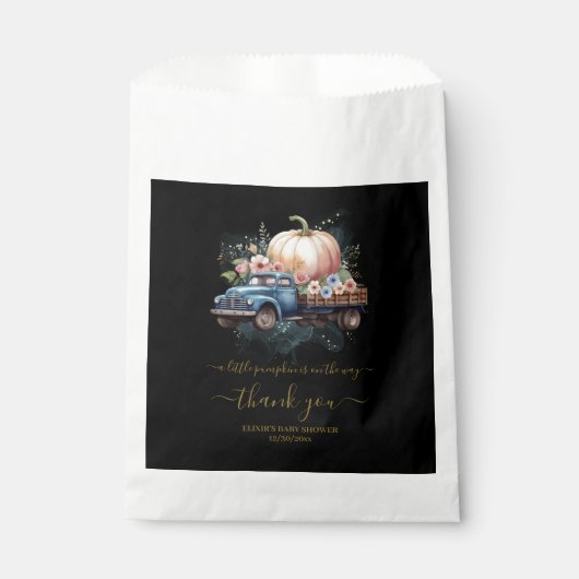 Eine kleine Pumpkin Wasserfarbe Truck Baby Dusche Geschenktütchen (Vorderseite)