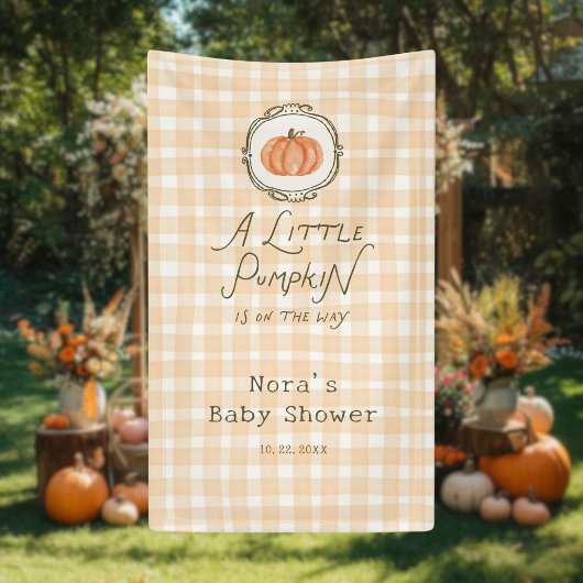 Eine kleine Pumpkin Whimsical Gingham Baby Dusche Banner