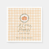 Eine kleine Pumpkin Whimsical Gingham Baby Dusche Serviette (Vorderseite)