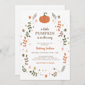 Eine kleine Pumpkin White Fall Baby Dusche Einladu Einladung (Vorne/Hinten)