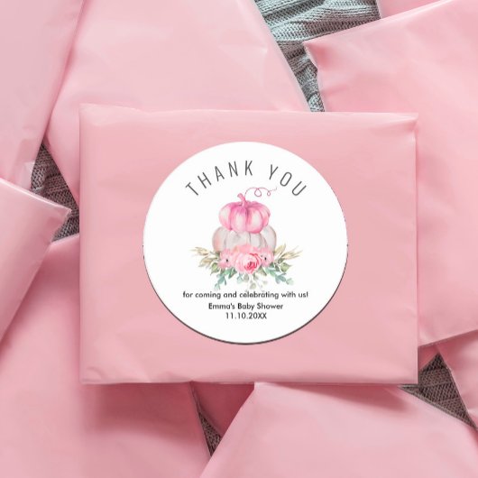 Eine kleine Pumpkinl Babydusche Runder Aufkleber