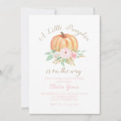 Eine kleine Puppenkinderdusche mit blühenden rosa Einladung (Vorderseite)