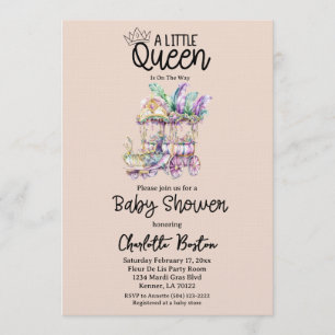 Eine kleine Queen Mardi Gras Float Baby Shower Einladung