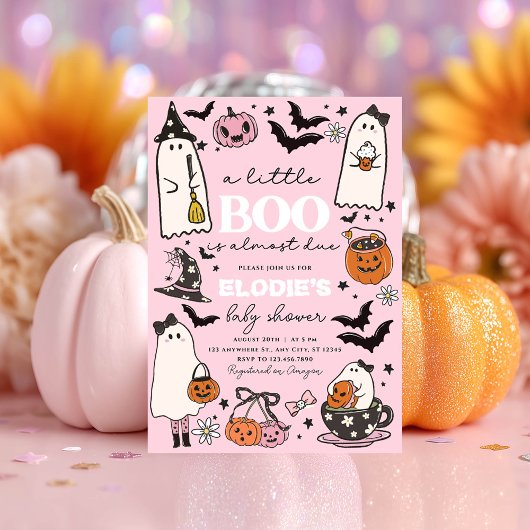 Eine kleine, rosa Halloween-Kinderdusche Einladung