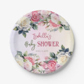 Eine kleine Rose Blumenspül-Babydusche Pappteller (Vorderseite)