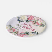 Eine kleine Rose Blumenspül-Babydusche Pappteller (Schrägansicht)