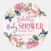 Eine kleine Rose Floral Girl Baby Dusche Vielen Da Runder Aufkleber (Vorderseite)