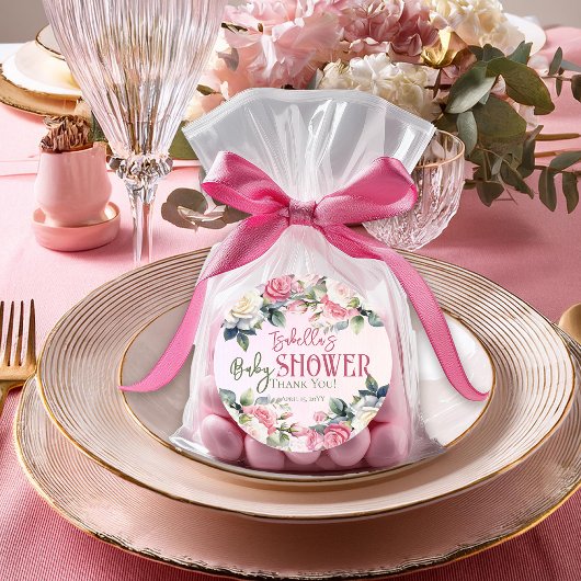 Eine kleine Rose Floral Girl Baby Dusche Vielen Da Runder Aufkleber