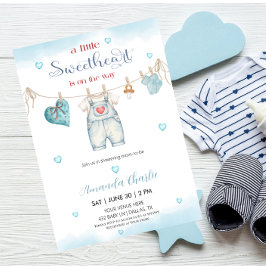 Eine kleine Schatz Wäscheleine Jungen-Baby-Party Einladung