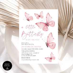 Eine kleine Schmetterling-Pink-Babydusche Einladung