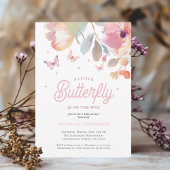 Eine kleine Schmetterling-Rosa-Blütendusche Einladung