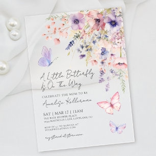 Eine kleine Schmetterlings-Wildblumen-Baby-Party Acryleinladungen