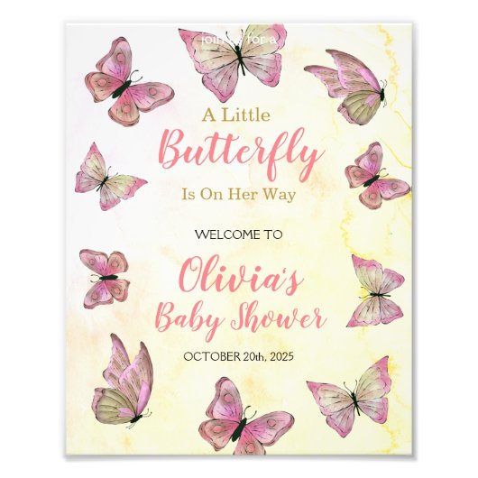 Eine kleine Schmetterlingsdusche Begrüßungszeichen Fotodruck (Vorne)