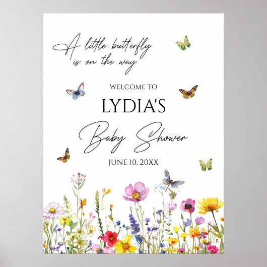 Eine kleine Schmetterlingsdusche für Wildblumen. E Poster (Vorne)