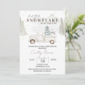 Eine kleine Schneeflocke auf der Way Baby Dusche Einladung (Stehend Vorderseite)