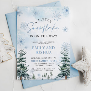 Eine kleine Schneeflocke Blaues Winter-Baby-Shower Einladung