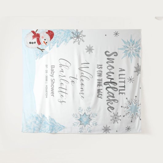 Eine kleine Schneeflocke Blue Baby Dusche Hintergr Wandteppich (Vorderseite (Horizontal))