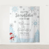 Eine kleine Schneeflocke Blue Baby Dusche Hintergr Wandteppich (Vorderseite)