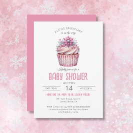 Eine kleine Schneeflocke Cupcake Pink Girl Babydus Einladung