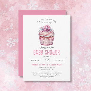 Eine kleine Schneeflocke Cupcake Pink Girl Babydus Einladung