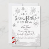 Eine kleine Schneeflocke Graue Babydusche Einladung (Vorderseite)