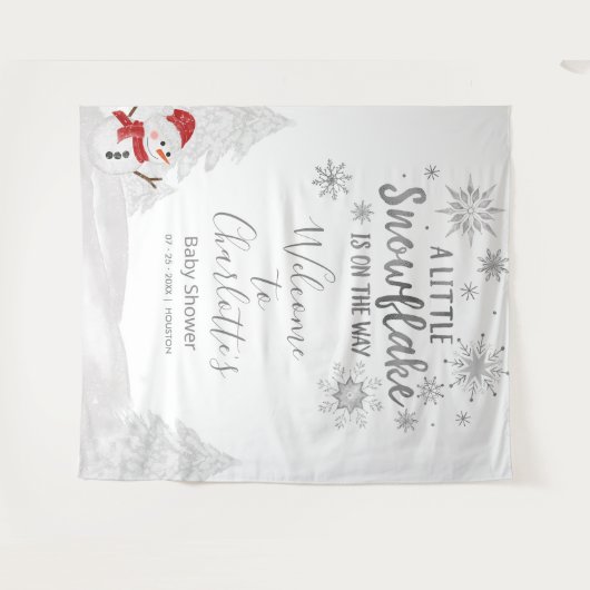 Eine kleine Schneeflocke, graue Babydusche im Hint Wandteppich (Vorderseite (Horizontal))