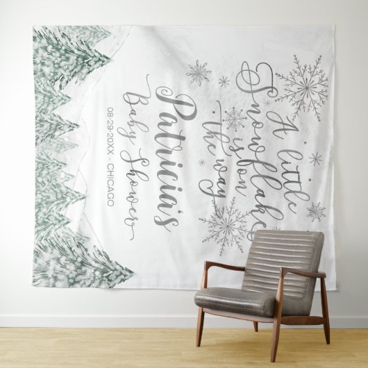 Eine kleine Schneeflocke, graue Babydusche im Hint Wandteppich (Beispiel (Horizontal))